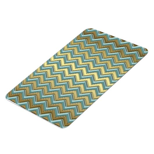 Gouden en Blauwgroen Chevron Pattern Magneet (Linkerzijde)