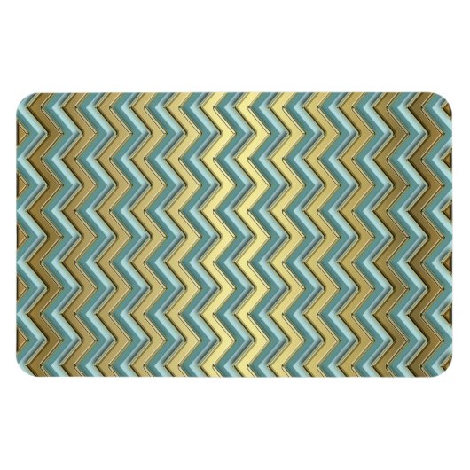 Gouden en Blauwgroen Chevron Pattern Magneet (Horizontaal)