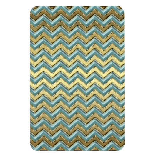 Gouden en Blauwgroen Chevron Pattern Magneet (Verticaal)