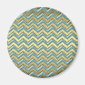 Gouden en Blauwgroen Chevron Pattern Magneet (Voorkant)