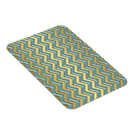 Gouden en Blauwgroen Chevron Pattern Magneet (Rechterzijde)