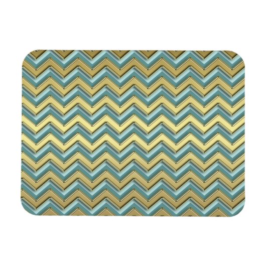 Gouden en Blauwgroen Chevron Pattern Magneet (Horizontaal)