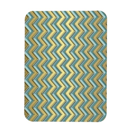Gouden en Blauwgroen Chevron Pattern Magneet (Verticaal)