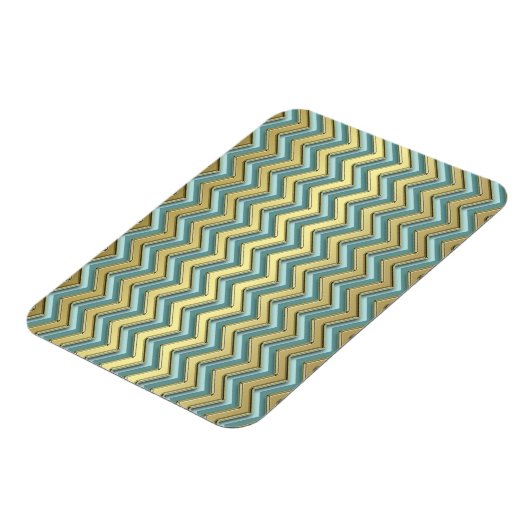 Gouden en Blauwgroen Chevron Pattern Magneet (Linkerzijde)