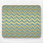 Gouden en Blauwgroen Chevron Pattern Muismat (Voorkant)
