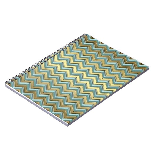 Gouden en Blauwgroen Chevron Pattern Notitieboek (Linkerzijde)