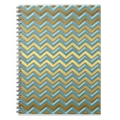 Gouden en Blauwgroen Chevron Pattern Notitieboek (Voorkant)