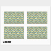 Gouden en Blauwgroen Chevron Pattern Rechthoekige Sticker (Vel)