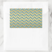 Gouden en Blauwgroen Chevron Pattern Rechthoekige Sticker (Tas)