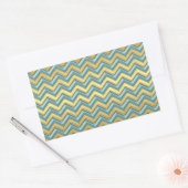 Gouden en Blauwgroen Chevron Pattern Rechthoekige Sticker (Envelop)