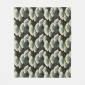 Gouden en Blauwgroen Japans-geïnspireerde Fan Patt Fleece Deken (Voorkant)