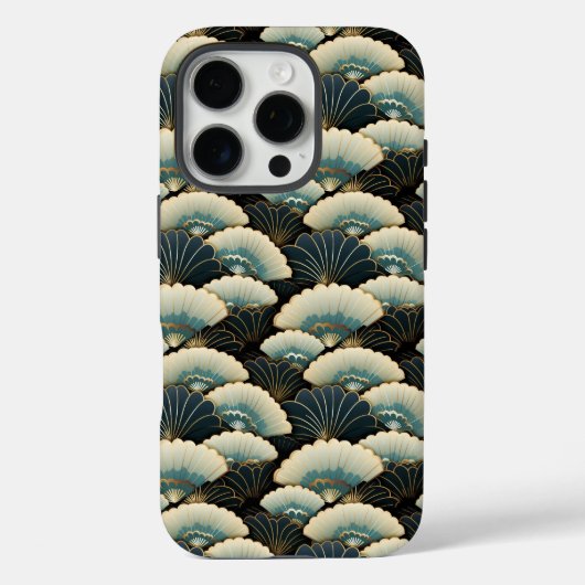 Gouden en Blauwgroen Patroon Japans-geïnspireerde Case-Mate iPhone Case (Achterkant)