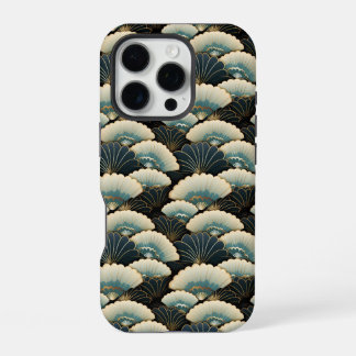 Gouden en Blauwgroen Patroon Japans-geïnspireerde iPhone 16 Pro Hoesje