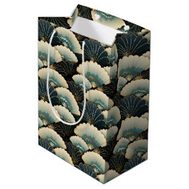 Gouden en Blauwgroen Patroon Japans-geïnspireerde Medium Cadeauzakje