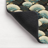 Gouden en Blauwgroen Patroon Japans-geïnspireerde  Muismat (Hoek)