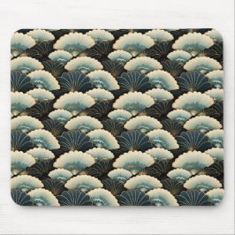 Gouden en Blauwgroen Patroon Japans-geïnspireerde  Muismat