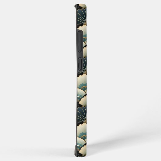 Gouden en Blauwgroen Patroon Japans-geïnspireerde  Samsung Galaxy Hoesje (Rechterkant)