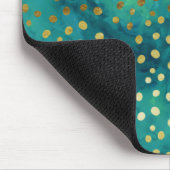 Gouden en Blauwgroen Stippen Modern Glam Waterverf Muismat (Hoek)