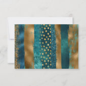 Gouden en blauwgroen streken, confetti bruiloft RS RSVP Kaartje (Achterkant)