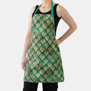Gouden en blauwgroen zonnestralen metallic Art Dec Schort
