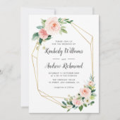 gouden en bloedige geometrische bruiloft kaart (Voorkant)