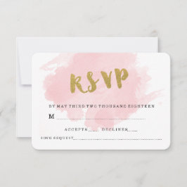 Gouden en blos bruiloft RSVP Kaartje