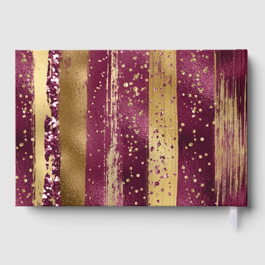 Gouden en borstelstreken, confetti bruiloft gastenboek (Achterkant)