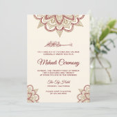 Gouden en Bourgondische Islamitische Moslim Mehndi Kaart (Staand voorkant)