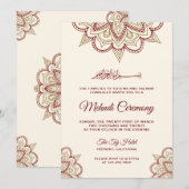 Gouden en Bourgondische Islamitische Moslim Mehndi Kaart (Voorkant / Achterkant)