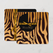 Gouden en bruine Carriage Boy Zebra Baby shower Kaart (Voorkant / Achterkant)