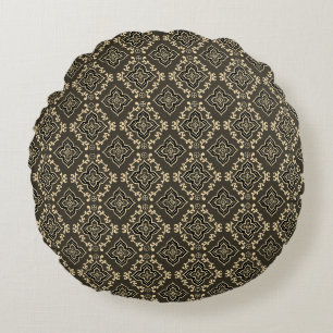 Gouden en bruine geometrische patroon / Indiase pr Rond Kussen