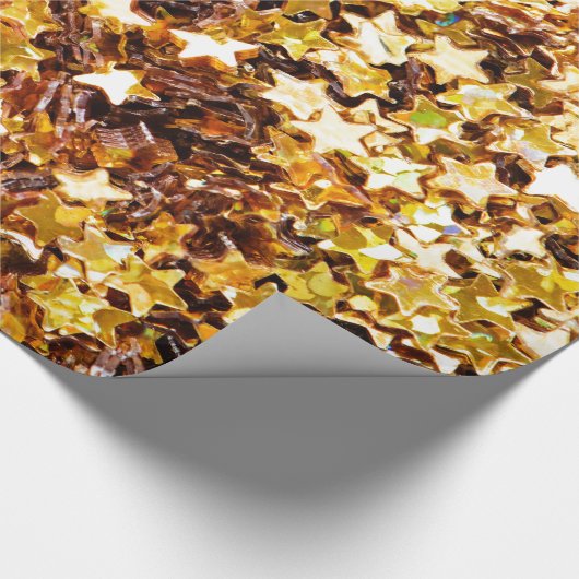 Gouden en bruine sterren cadeaupapier (Hoek)