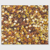 Gouden en bruine sterren cadeaupapier (Vlak)