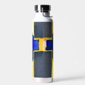 Gouden en Cyaan Waterverf Cross Waterfles (Links)