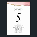 gouden en dubbelgetallen kaart<br><div class="desc">elegant blush en gouden waterverf agate. Tabelnummerkaart met moderne kalligrafie.</div>