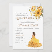 Gouden en gele bloemen prinses Quinceanera Kaart (Voorkant)