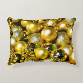 Gouden en Gele Kerstbal Cluster Accent Kussen