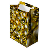 Gouden en Gele Kerstbal Cluster Medium Cadeauzakje (Voorkant Gekanteld)