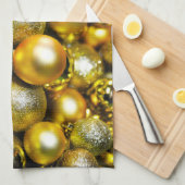 Gouden en Gele Kerstbal Cluster Theedoek (Quarter Fold)