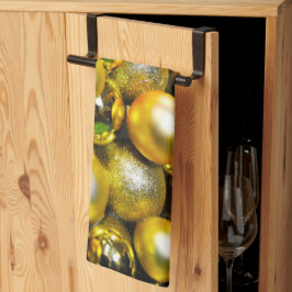 Gouden en Gele Kerstbal Cluster Theedoek