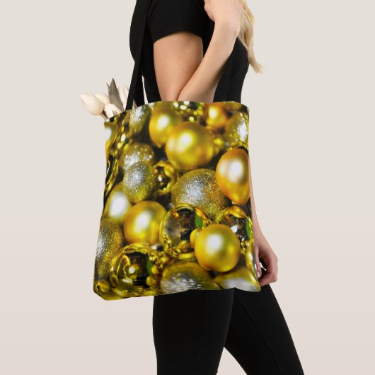 Gouden en Gele Kerstbal Cluster Tote Bag (Dichtbij)