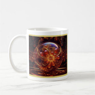Gouden en gele transparante glazen bolfractal koffiemok