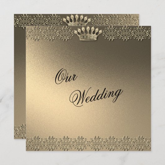 Gouden en Glamoureuze Bruiloft Kaart (Voorkant / Achterkant)