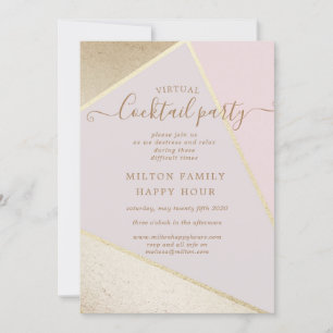 gouden en glitter faux foil virtual cocktail party kaart