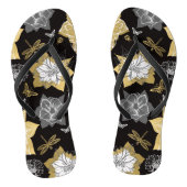 Gouden en grijze bloemen teenslippers (Voetbed)