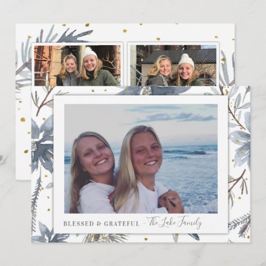 Gouden en grijze fotovakantiepassen aankondiging (Voorkant / Achterkant)