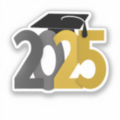 Gouden en Grijze Klasse van 2025 Afstuderen Sticker (Voorkant)