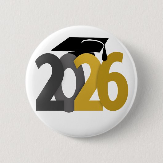 Gouden en grijze klasse van 2026 Afstuderen Ronde Button 5,7 Cm (Voorkant)