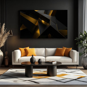 Gouden en grijze kristallen canvas afdruk