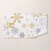 Gouden en Grijze Sneeuwvlokken in Witte Achtergron Bad Handdoek (Handdoek)